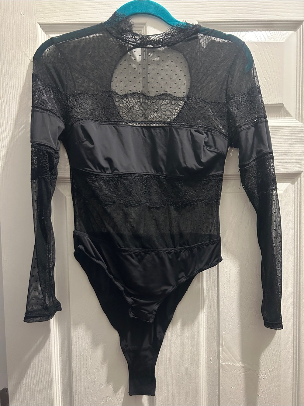 Thistle and Spire Black Long-Sleeve Lace Bodysuit